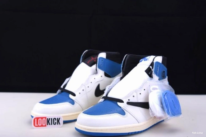 Cheap TB Scott DH3227-105 and Travis Blue 1 Air White Jordan 0802